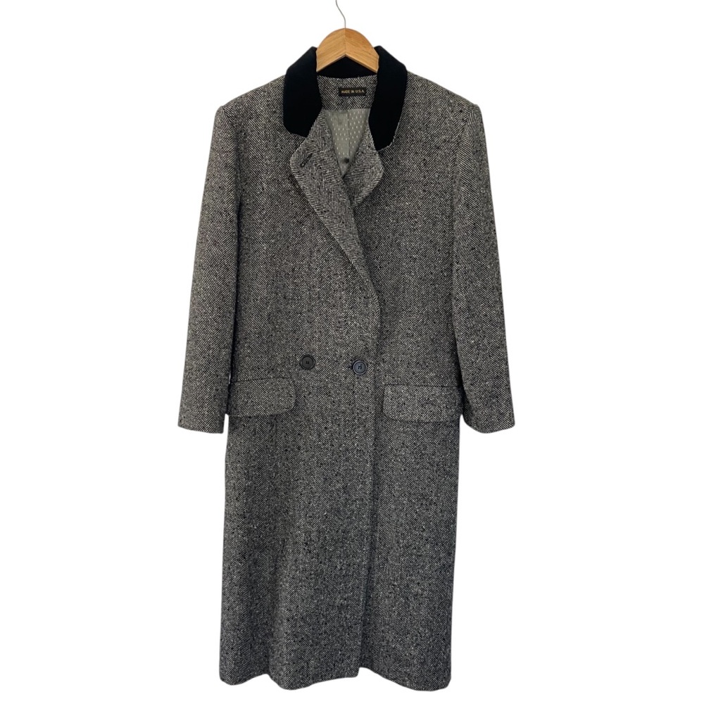 Vintage Andover Tweed Wool Herringbone Coat Jacket Medium Old Money